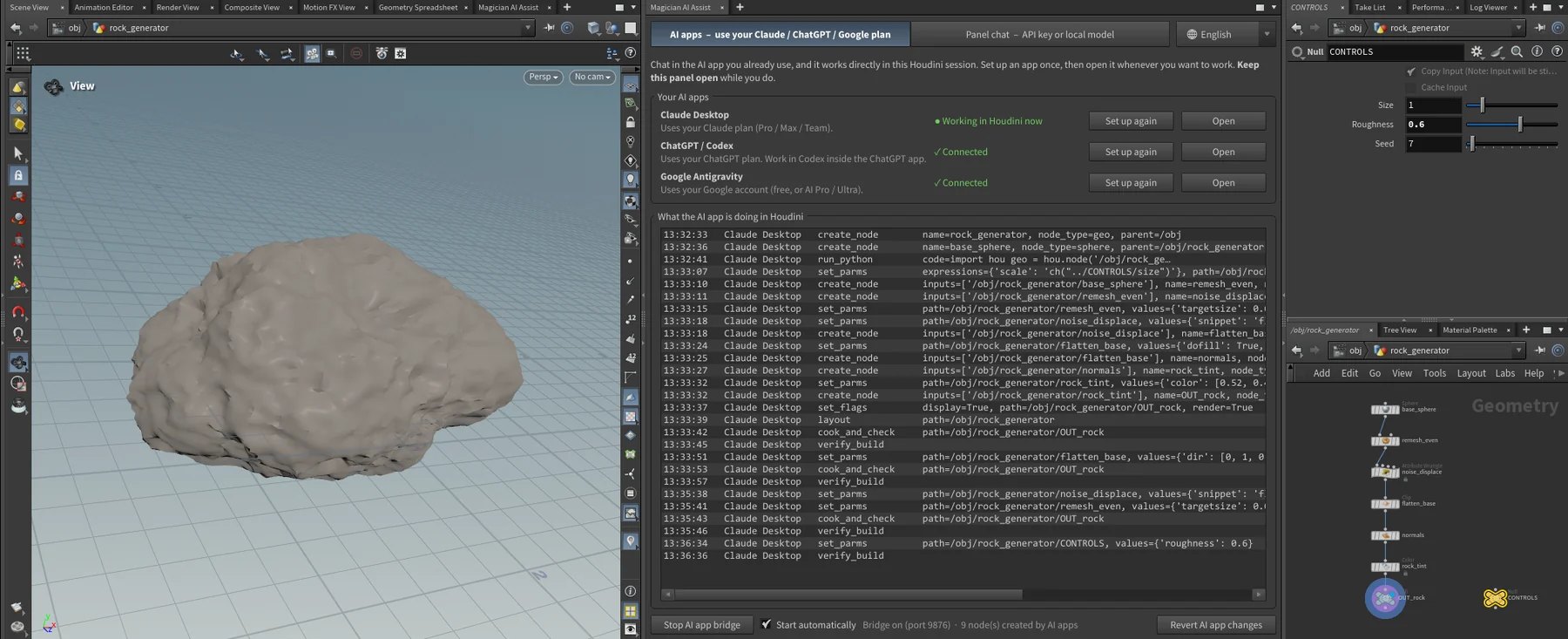 Magician AI Assist panel inside Houdini